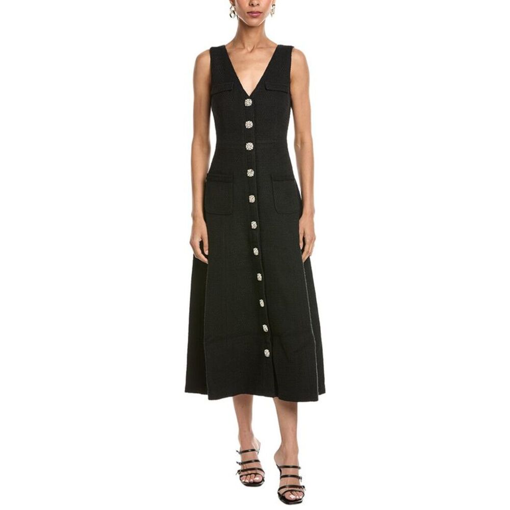 Cinq À Sept Womens  Linda Tweed Midi Dress, Black